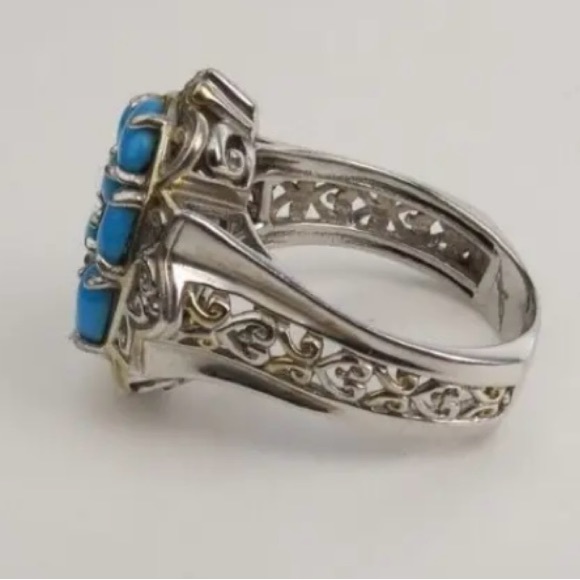 Michael Valitutti Sterling and Gold Sleeping Beauty Turquoise Ring
